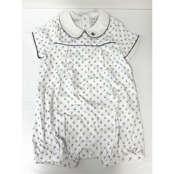 Ralph Lauren Other - Ralph Lauren Baby Pima Cotton Shortall Outfit in Box NWT Navy Anchor Print 18M